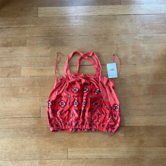 Free People Orange Elastic Crop Top Tank - Picture 2 of 5